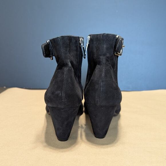 Sam Edelman Morgan Black Suede Ankle Booties Boots Buckle Womens 10 Leather Shoe - Picture 4 of 5